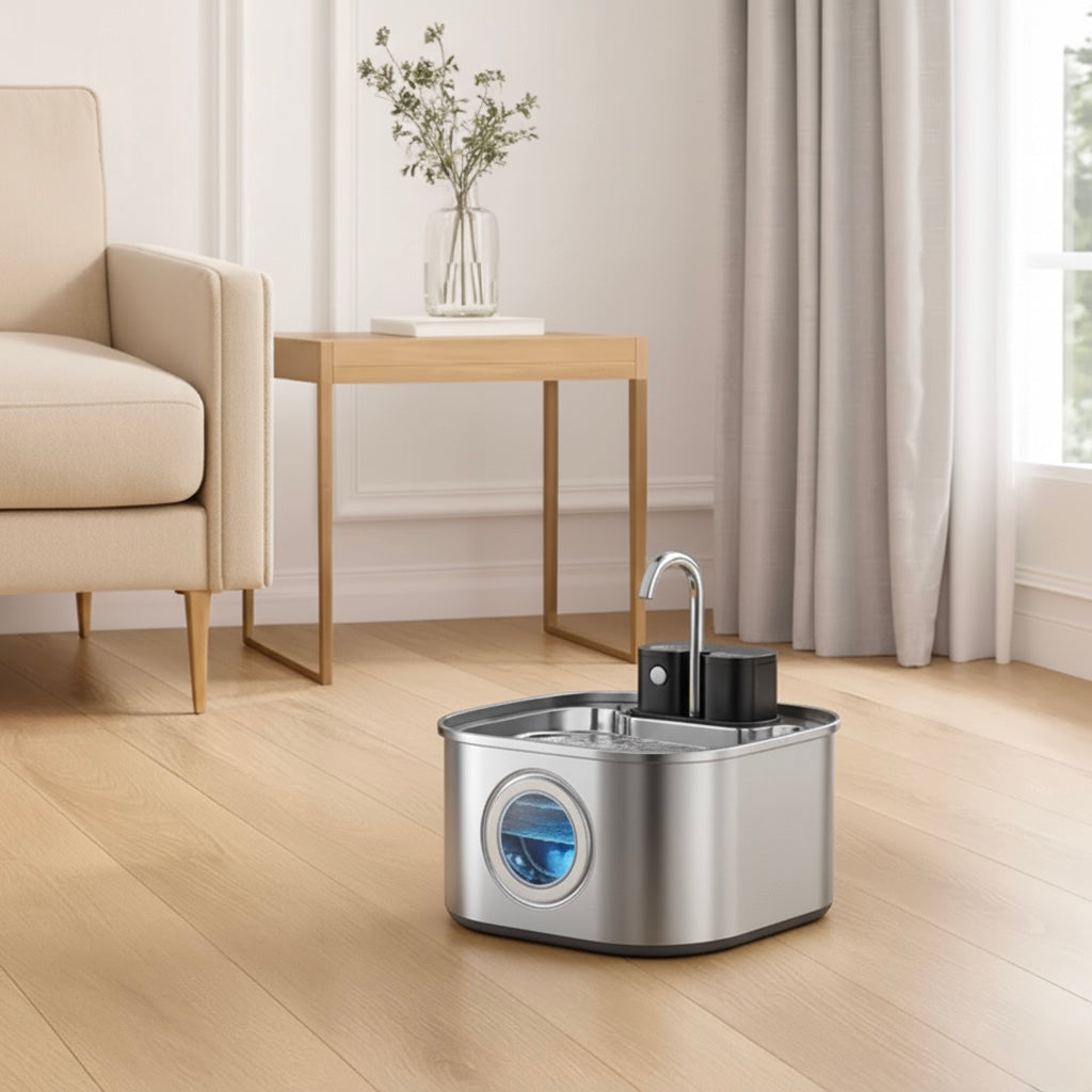 MizuPaw Smart Stainless-Steel Pet Fountain – Fresh, Flowing, Filtered Water