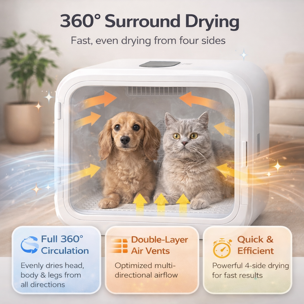 MIZUPAW Smart Pet Dryer Box ,Quiet, Hands-Free Drying for Cats & Dogs