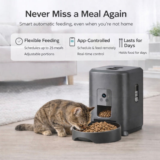 MIZUPAW  2 Litre Smart Pet Food Dispenser with Camera, Voice & App Control