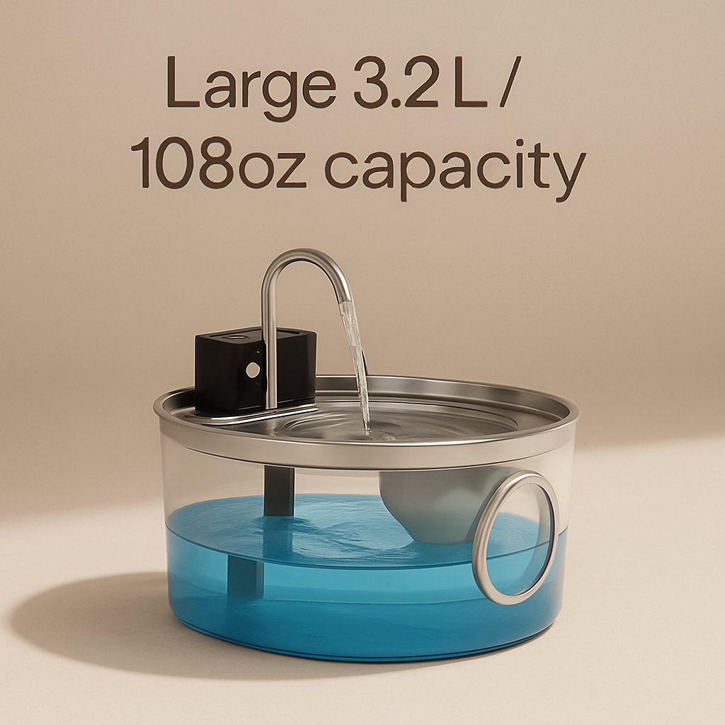 MizuPaw Smart Stainless-Steel Pet Fountain – Fresh, Flowing, Filtered Water