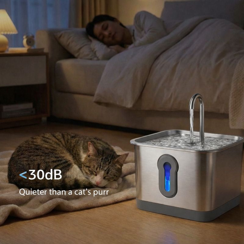 Smart App-Controlled Stainless Steel Pet Water Fountain | Real-Time Water Monitoring