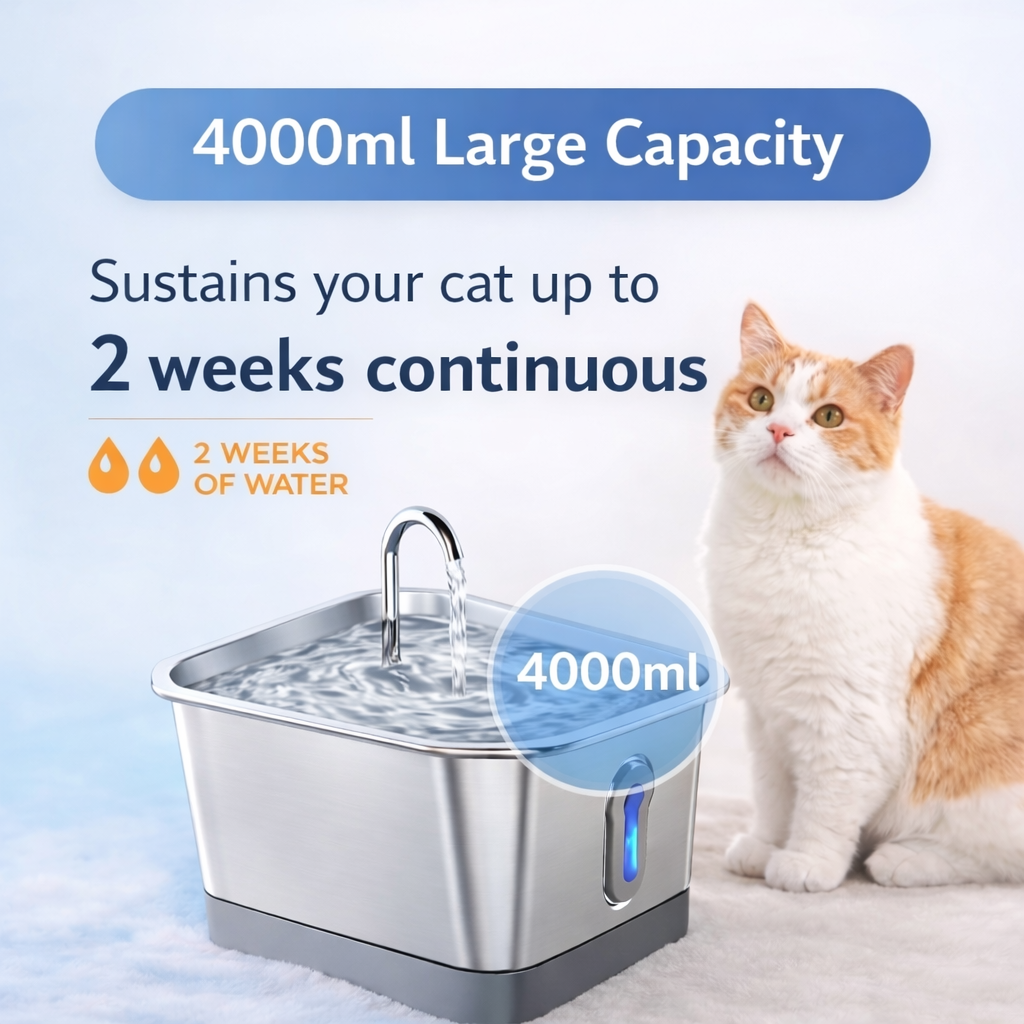 Smart App-Controlled Stainless Steel Pet Water Fountain | Real-Time Water Monitoring