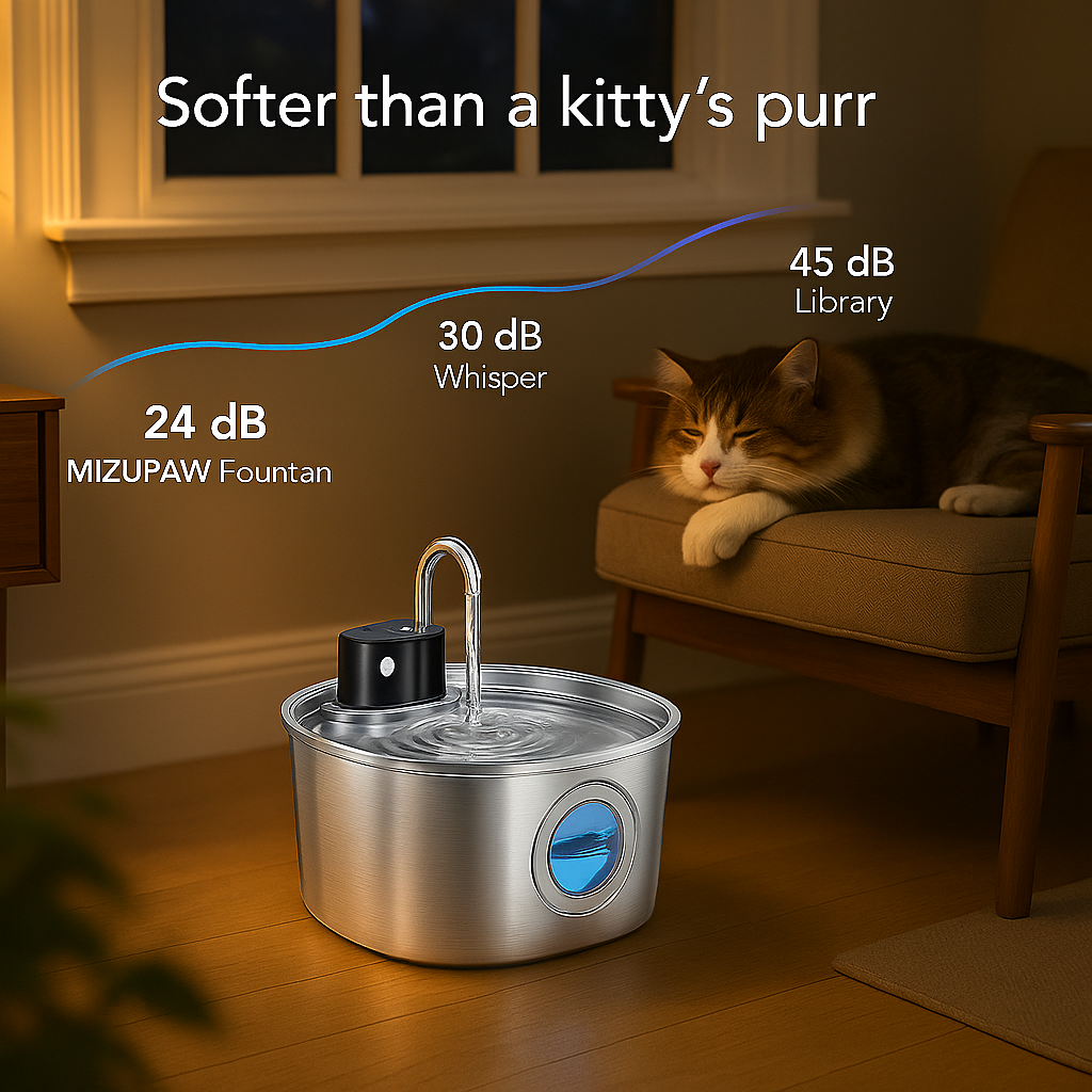 MizuPaw Smart Stainless-Steel Pet Fountain – Fresh, Flowing, Filtered Water