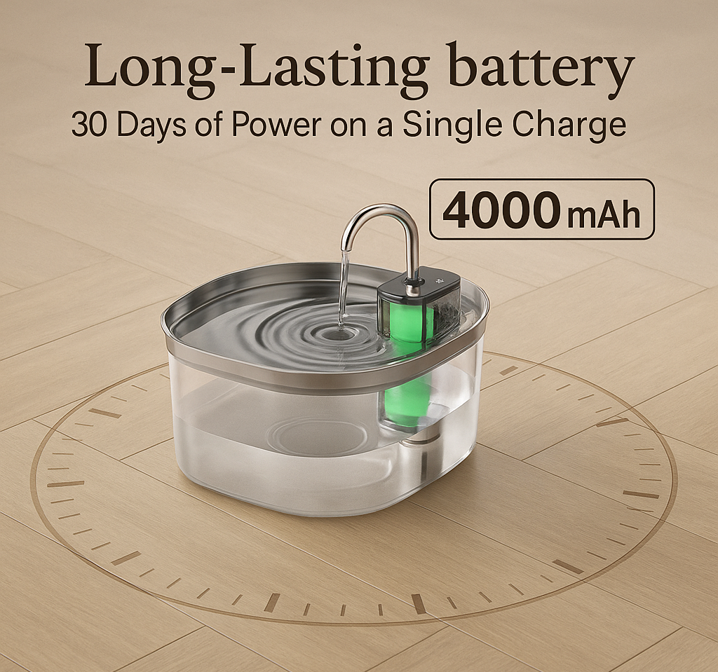 MizuPaw Smart Stainless-Steel Pet Fountain – Fresh, Flowing, Filtered Water