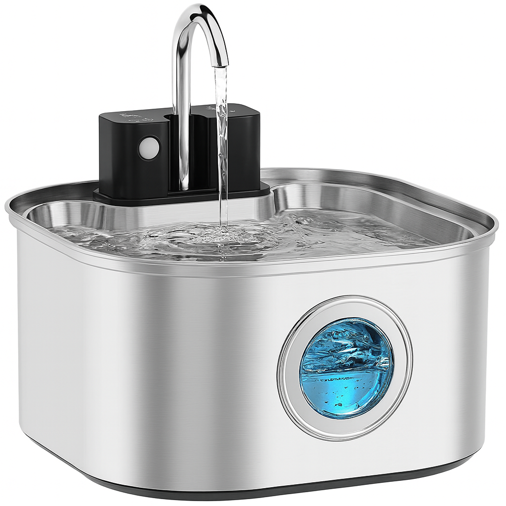 Mizupaw Stainless Wireless Steel Cat Fountain – Fresh, Flowing, Filtered Water.