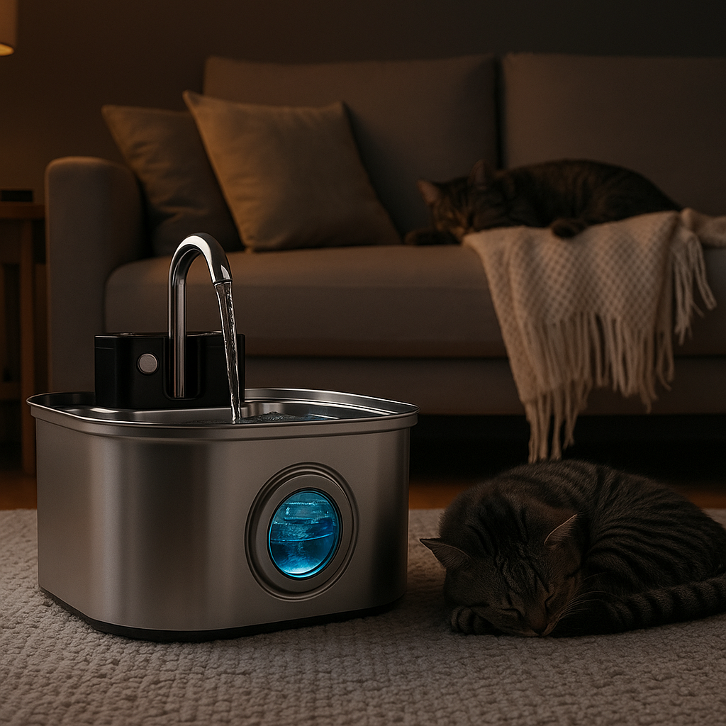 MizuPaw Smart Stainless-Steel Pet Fountain – Fresh, Flowing, Filtered Water
