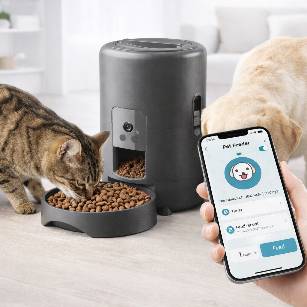MIZUPAW  2 Litre Smart Pet Food Dispenser with Camera, Voice & App Control