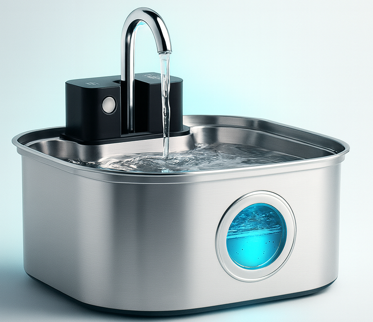 Mizupaw Stainless Wireless Steel Cat Fountain – Fresh, Flowing, Filtered Water.